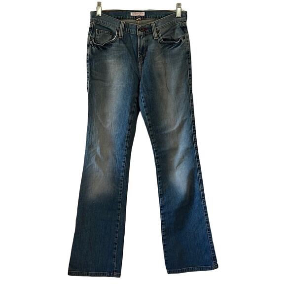 Tommy Jeans Size 7 Long Blue Stretch Denim Bootcut Jeans Westerncore - Picture 1 of 11